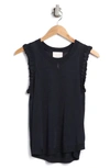 Cinq À Sept Ruffle Edge Sleeveless Sweater In Navy