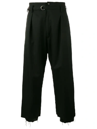 Sulvam High Waisted Cropped Trousers In Black