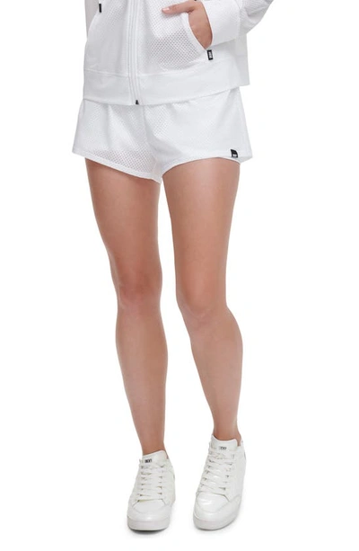 Dkny Chintz Honeycomb Mesh Shorts In White
