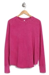 Z By Zella Vintage Washed Relaxed Long Sleeve Tee In Pink Plumier