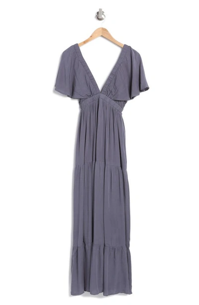 Wishlist Flutter Sleeve Maxi Dress In Blue