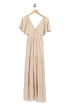 Wishlist Flutter Sleeve Maxi Dress In Champagne