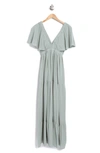 Wishlist Flutter Sleeve Maxi Dress In Sage