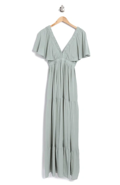 Wishlist Flutter Sleeve Maxi Dress In Sage