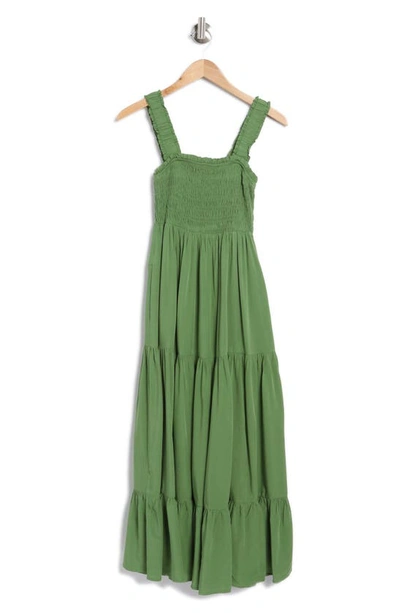 Wishlist Smocked Tiered Sundress In Basil Green