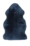 Natural Milan Genuine Sheepskin Shearling Throw 24" X 36" In Navy
