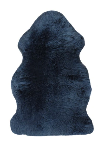 Natural Milan Genuine Sheepskin Shearling Throw 24" X 36" In Blue