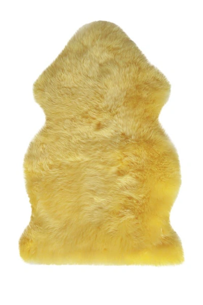 Natural Milan Genuine Sheepskin Shearling Throw 24" X 36" In Canary