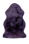 Natural Milan Genuine Sheepskin Shearling Throw 24" X 36" In Plum