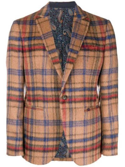 Etro Checked Jacket In Brown