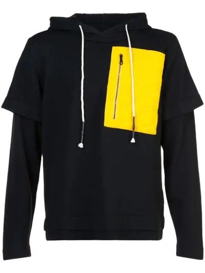 Mostly Heard Rarely Seen Colour-block Hooded Sweatshirt In Black