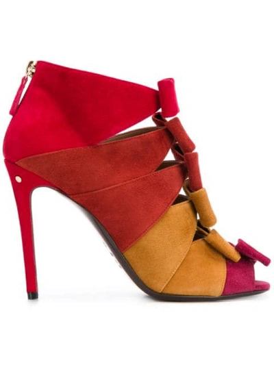 Laurence Dacade Women's Shadow Suede Bow-front Open-toe Booties In Multi Red