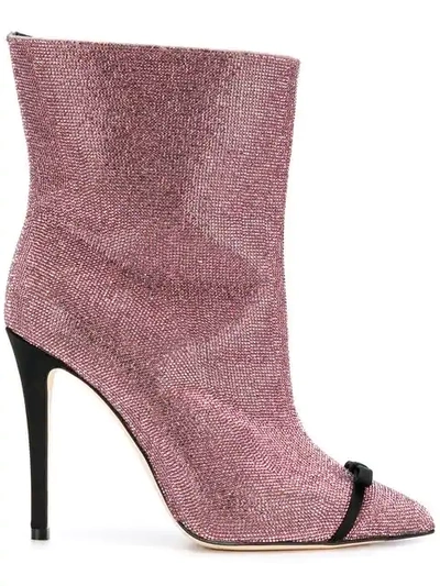 Marco De Vincenzo Boots With Rhinestones And Bow In Pink