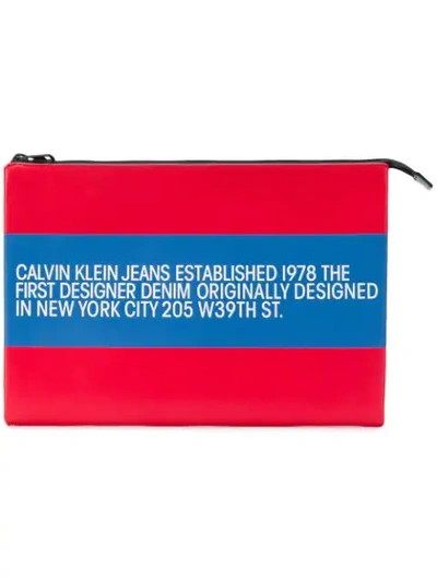 Calvin Klein Jeans Est.1978 1978 Logo Striped Pouch In Red