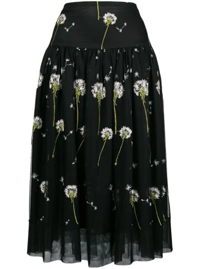 Blugirl Dandelion Embroidered Midi Skirt - Black