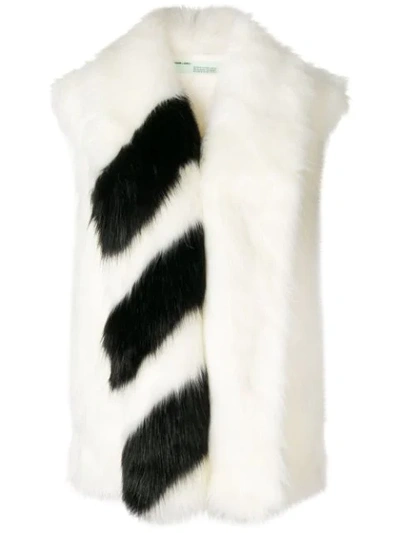 Off-white Striped Faux Fur Scarf