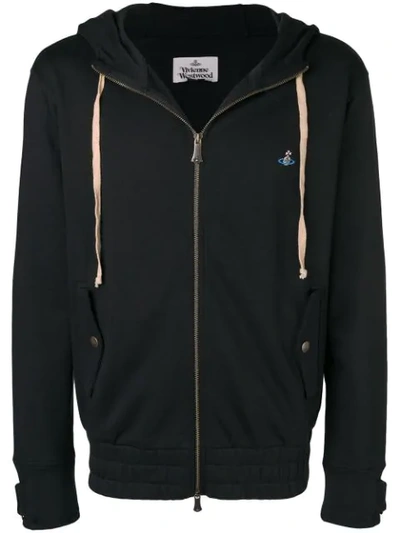 Vivienne Westwood Embroidered Logo Hoodie In Black