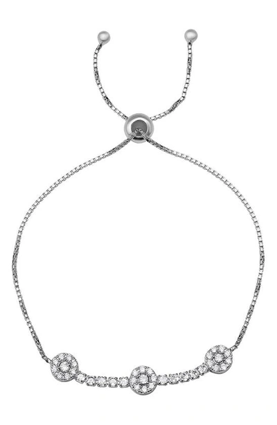 Queen Jewels Sterling Silver Pavé Cubic Zirconia Station Slider Bracelet