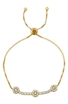 Queen Jewels Sterling Silver Pavé Cubic Zirconia Station Slider Bracelet In Gold
