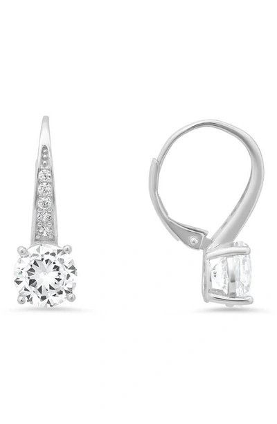 Queen Jewels Graduated Cubic Zirconia Lever Back Earrings In Silver