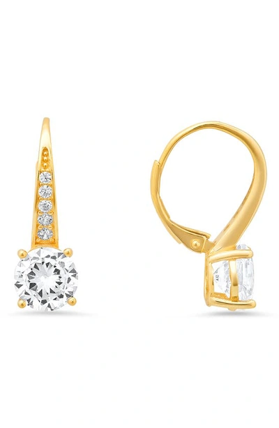 Queen Jewels Graduated Cubic Zirconia Lever Back Earrings In Gold