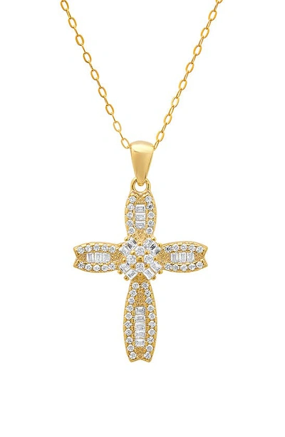 Queen Jewels Cubic Zirconia Cross Pendant Necklace In Gold