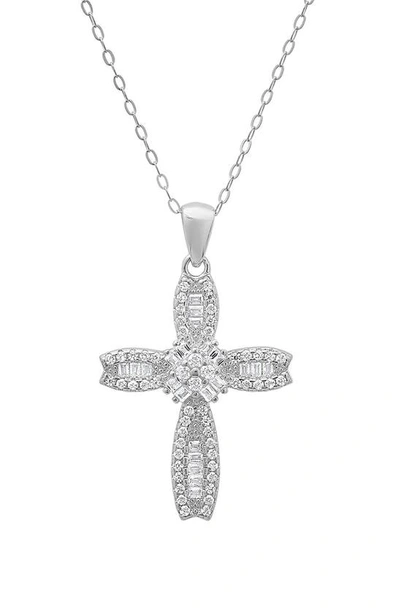 Queen Jewels Cubic Zirconia Cross Pendant Necklace In Metallic