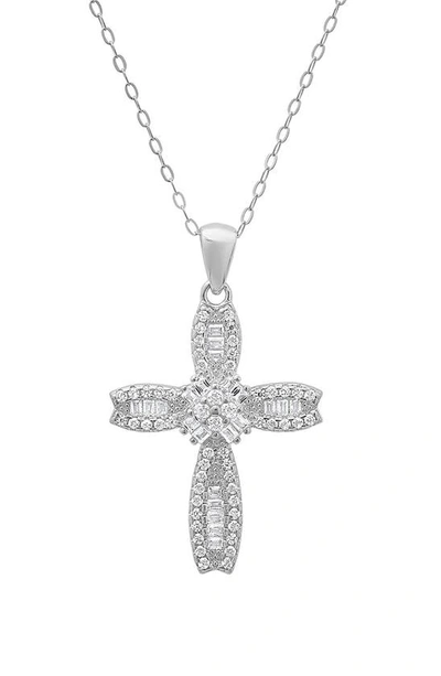 Queen Jewels Cubic Zirconia Cross Pendant Necklace In Silver