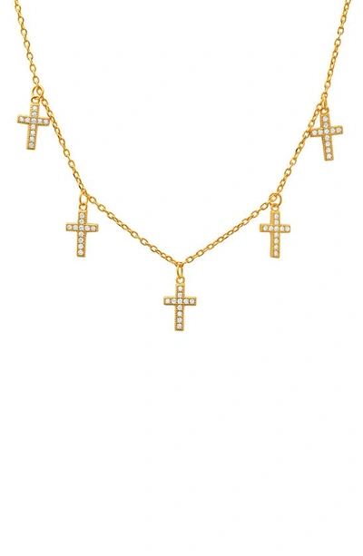 Queen Jewels Dangling Cross Necklace In Gold