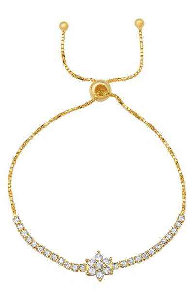 Queen Jewels Cubic Zirconia Floral Slider Bracelet In Gold