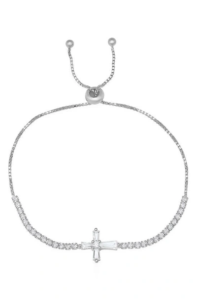 Queen Jewels Baguette Cut Cross Bracelet In Metallic