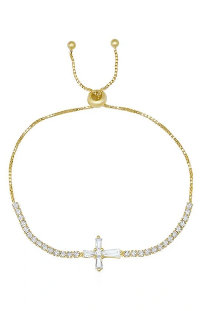 Queen Jewels Baguette Cut Cross Bracelet In Gold