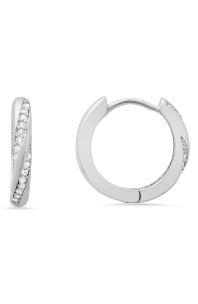 Queen Jewels Cubic Zirconia Swirl Huggie Hoop Earrings In Silver