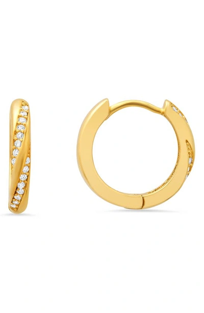 Queen Jewels Cubic Zirconia Swirl Huggie Hoop Earrings In Gold