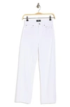 7 For All Mankind Alexa Crop Straight Leg Jeans In White W/ Cut Hem