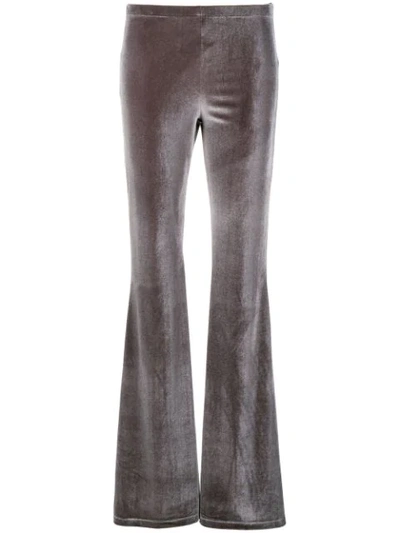 Black Coral Velour Flared Trousers - Grey