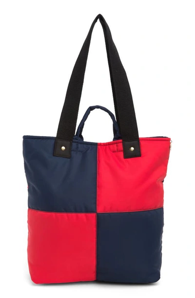 Clare V Annie Nylon Colorblock Tote Bag In Navy And Red