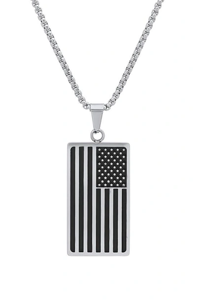 Hmy Jewelry Stainless Steel American Flag Pendant Necklace In Black