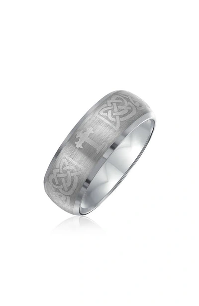 Bling Jewelry Brushed Engraved Ring In Silver
