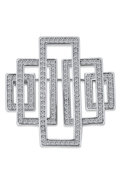 Bling Jewelry Rhodium Plated Sterling Silver Pavé Cubic Zirconia Art Deco Brooch