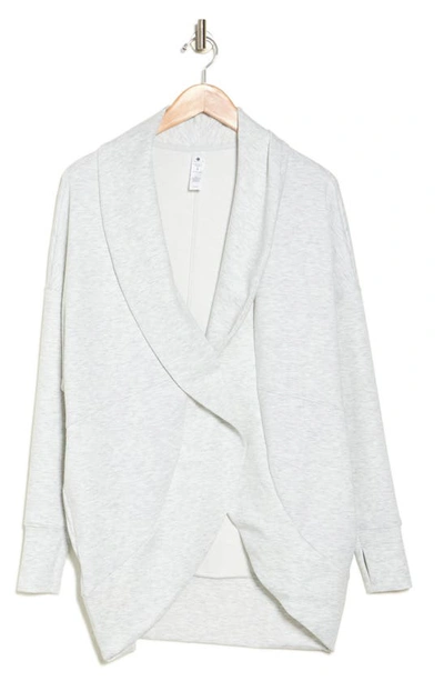 Yogalicious London Open Front Scuba Cardigan In Heather Light Grey