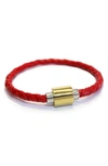 Liza Schwartz Braided Leather Magnetic Bracelet In Red