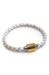 Liza Schwartz Braided Leather Magnetic Bracelet In White