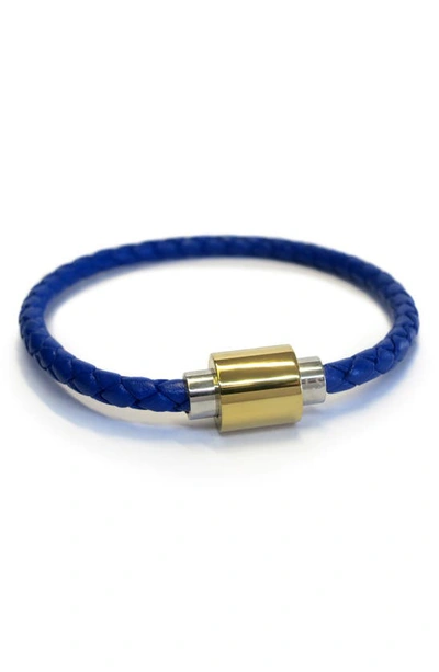 Liza Schwartz Braided Leather Magnetic Bracelet In Blue