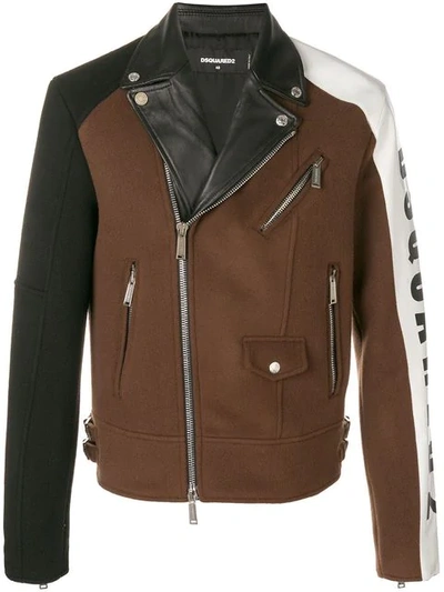 Dsquared2 Logo Printed Kiodo Jacket In Brown