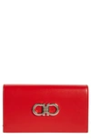 Ferragamo Mini Double Gancio Leather Shoulder Bag In Flame Red