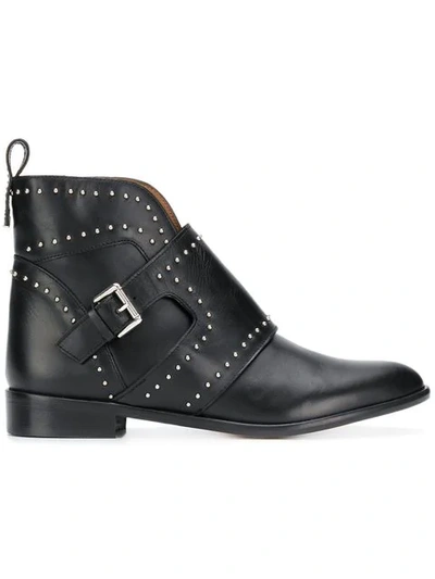 Emporio Armani Studded Ankle Boots In Black