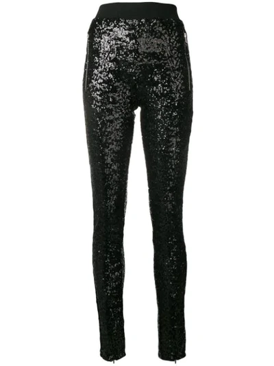 Amen Sequinned Skinny Trousers In Nero