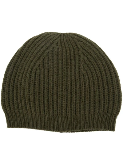 Rick Owens Ribbed Beanie In Green