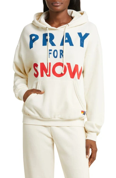 Aviator Nation Pray For Snow Graphic Hoodie In Vintage White
